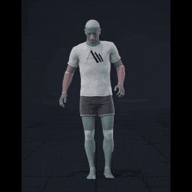Standing to jogging in all directions with turning into new direction. Take covers the following directions: 0, 45R,... - preview gif