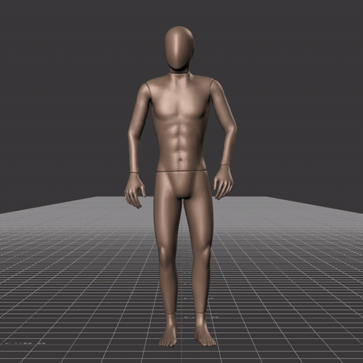 Transitioning from standing to jogging in all directions, with interruptions and turns – preview gif