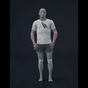 Standing  idle to jogging in all directions, turning into those directions with interrupted stop. Take covers the... - preview gif
