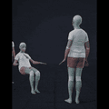 A calm three-person dialogue scene with mostly understated conversational movement. Actor3 is questioned by Actor5,... - preview gif