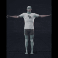 This clip is part of a rehearsed three-actor dialogue scene in a mocap studio. He starts standing on a pedestal,... - preview gif