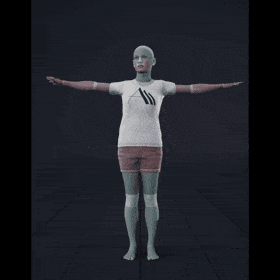 The actor assumes a T-pose, standing upright with arms extended outward and legs together, facing directly forward.... - preview gif