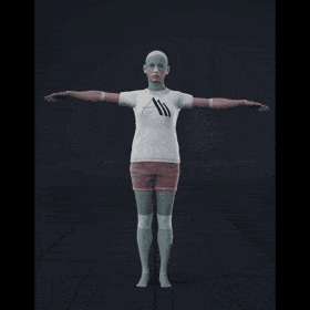 The actor assumes a T-pose, standing upright with arms extended outward and legs together, facing directly forward.... - preview gif