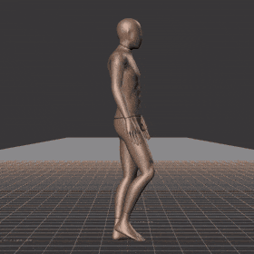 Speed and pose transition from walking and running into a crouched walk. Then from a crouched walk back to walking and... - preview gif