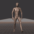 Walking while facing forward, stopping and then walking backwards in all directions in 45 degree increments. Strafing... - preview gif