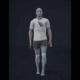 This animation clip shows a man walking forward at a normal pace. His arms are barely moving at his sides. He then... - preview gif
