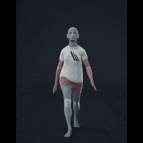 She walks at a pretty fast pace, exhibiting a sense of urgency. As she walks forward, she performs a 180-degree turn... - preview gif