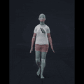 The female actor walks forward in a fast-paced manner, maintaining a steady gait with her arms swinging exaggeratedly... - preview gif