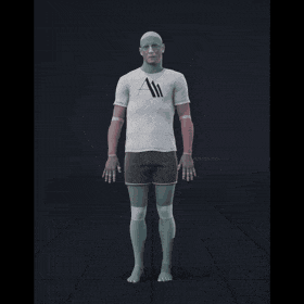 Standing idle with weight shifts, scratching head, looking left and right. Putting the face in one hand, resting the... - preview gif