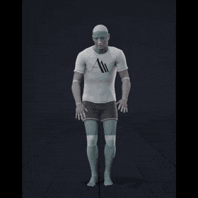 Impaired gait jumps. Jumping in place, taking a step backwards, jumping forward, big jumps and small jumps, walking... - preview gif
