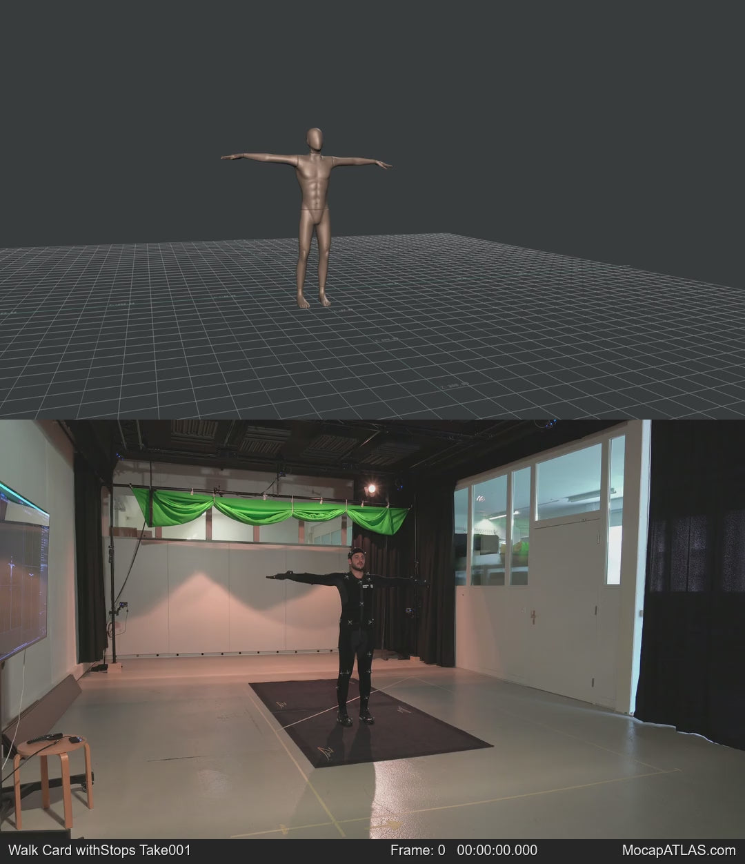 Walking in a motion matching dance card pattern with turns in all directions, 45 angles, left and right. With stops...