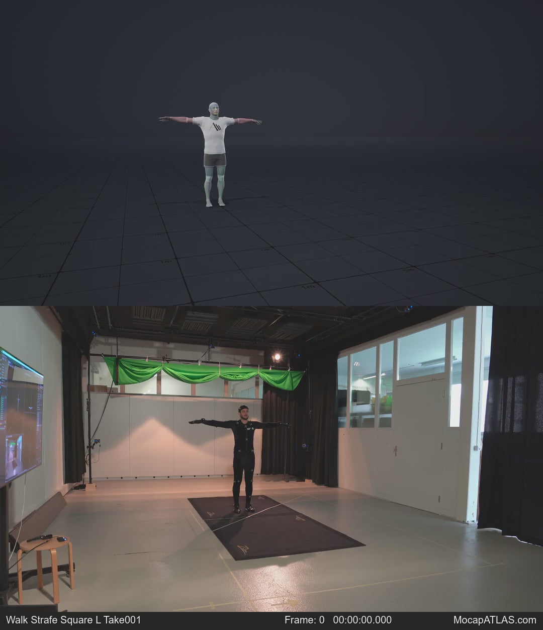 Walking while facing forward forward with 90 degree direction changes left and right. Strafing in a square pattern....
