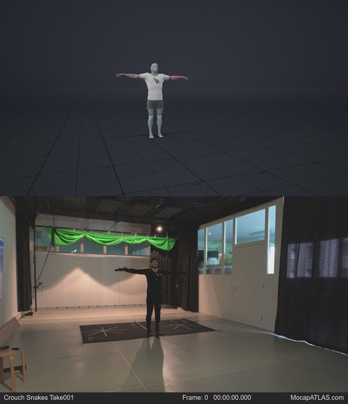 Crouch-walking in a snake-like pattern. Essentially covers 180 degree turns left and right while moving forward
