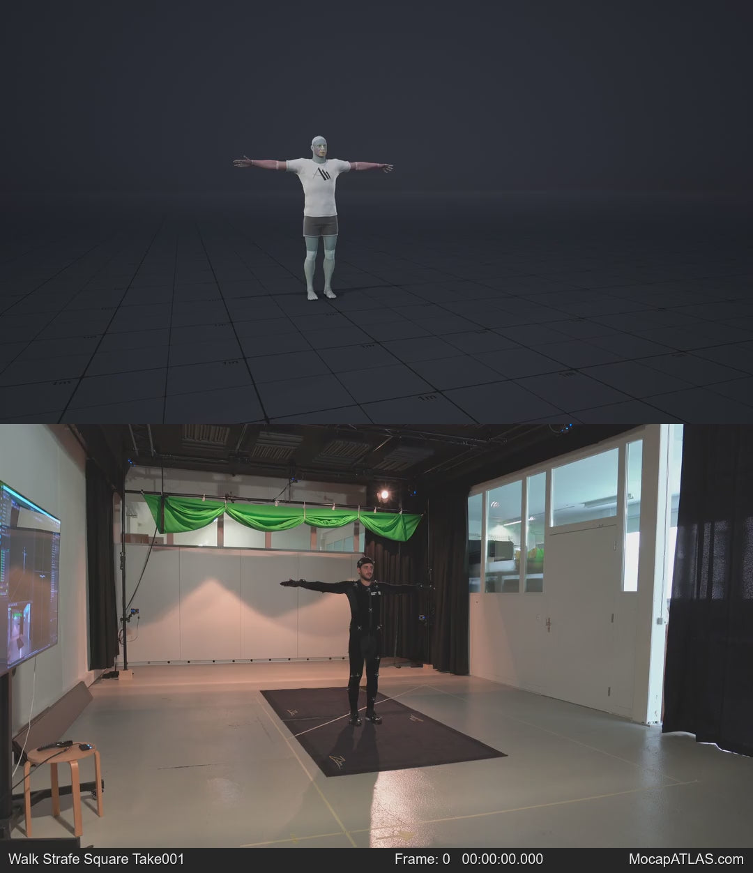 Walking while facing forward forward with 90 degree direction changes left and right. Strafing in a square pattern....