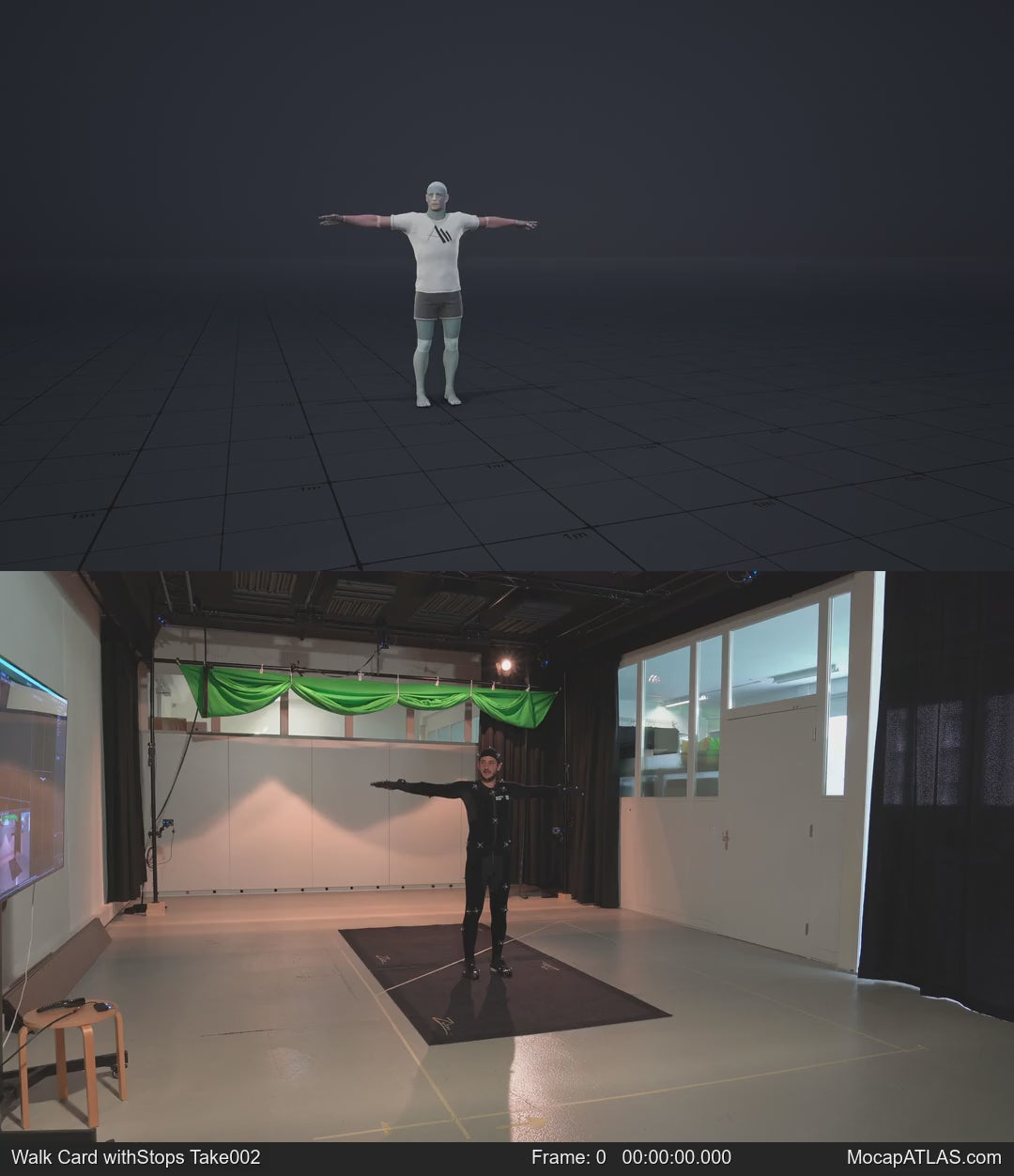 Walking in a motion matching dance card pattern with turns in all directions, 45 angles, left and right. With stops...
