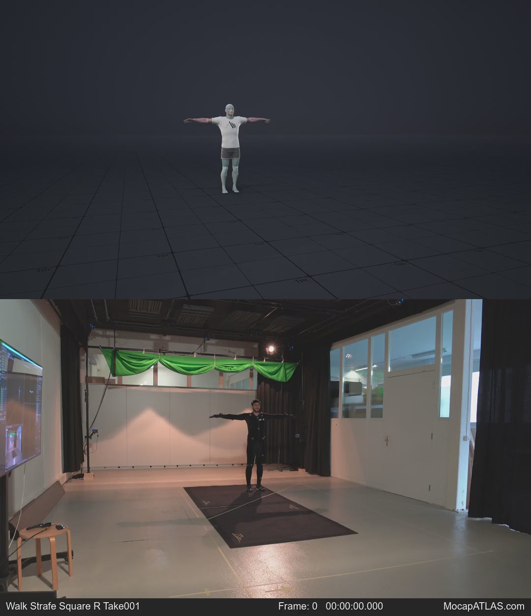 Walking while facing forward forward with 90 degree direction changes left and right. Strafing in a square pattern....