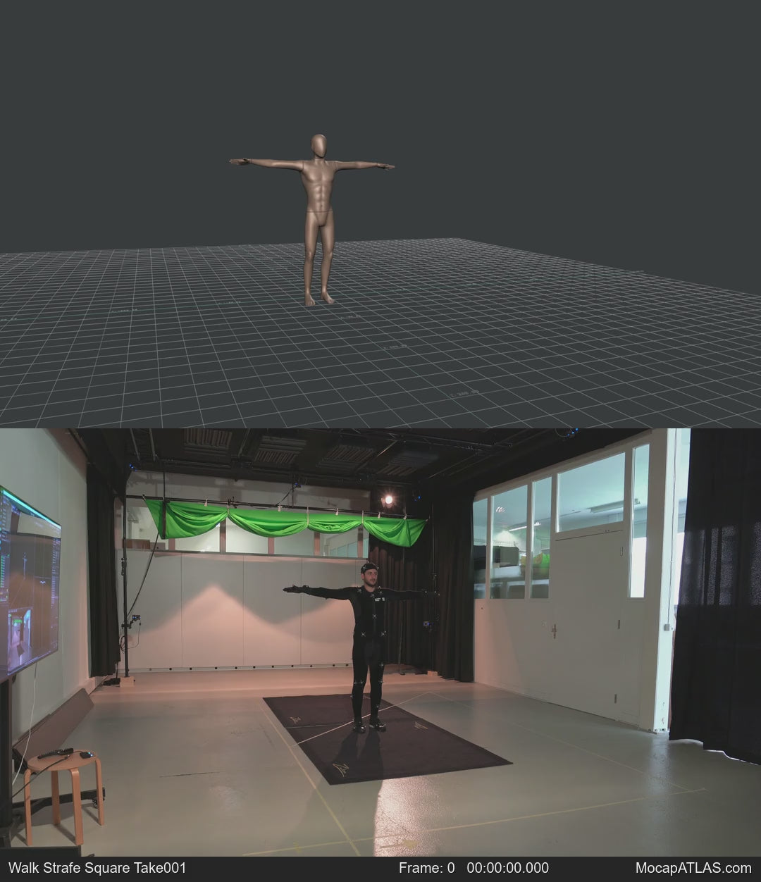 Walking while facing forward forward with 90 degree direction changes left and right. Strafing in a square pattern....