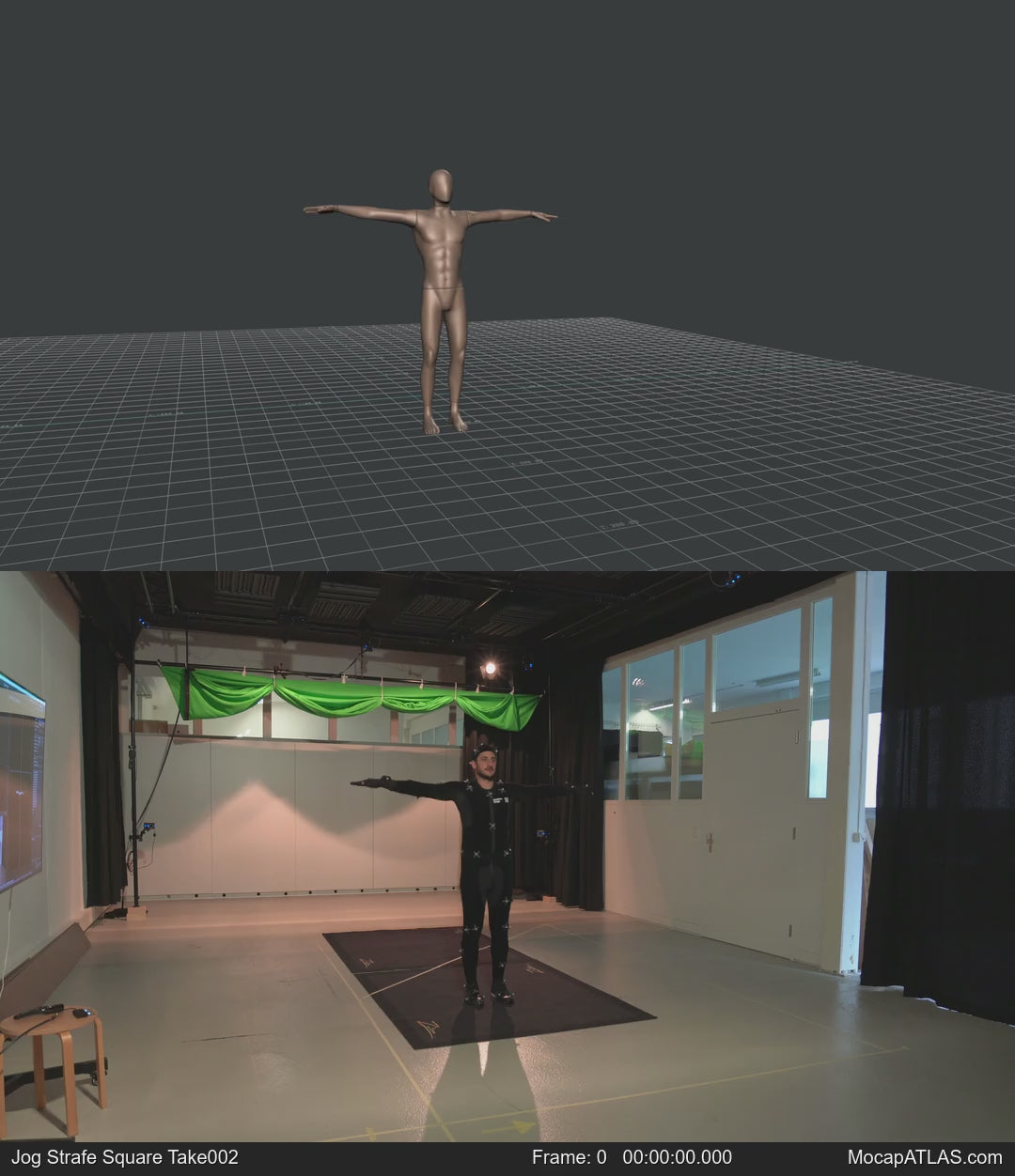 Jogging while facing forward forward with 90 degree direction changes left and right. Strafing in a square pattern....