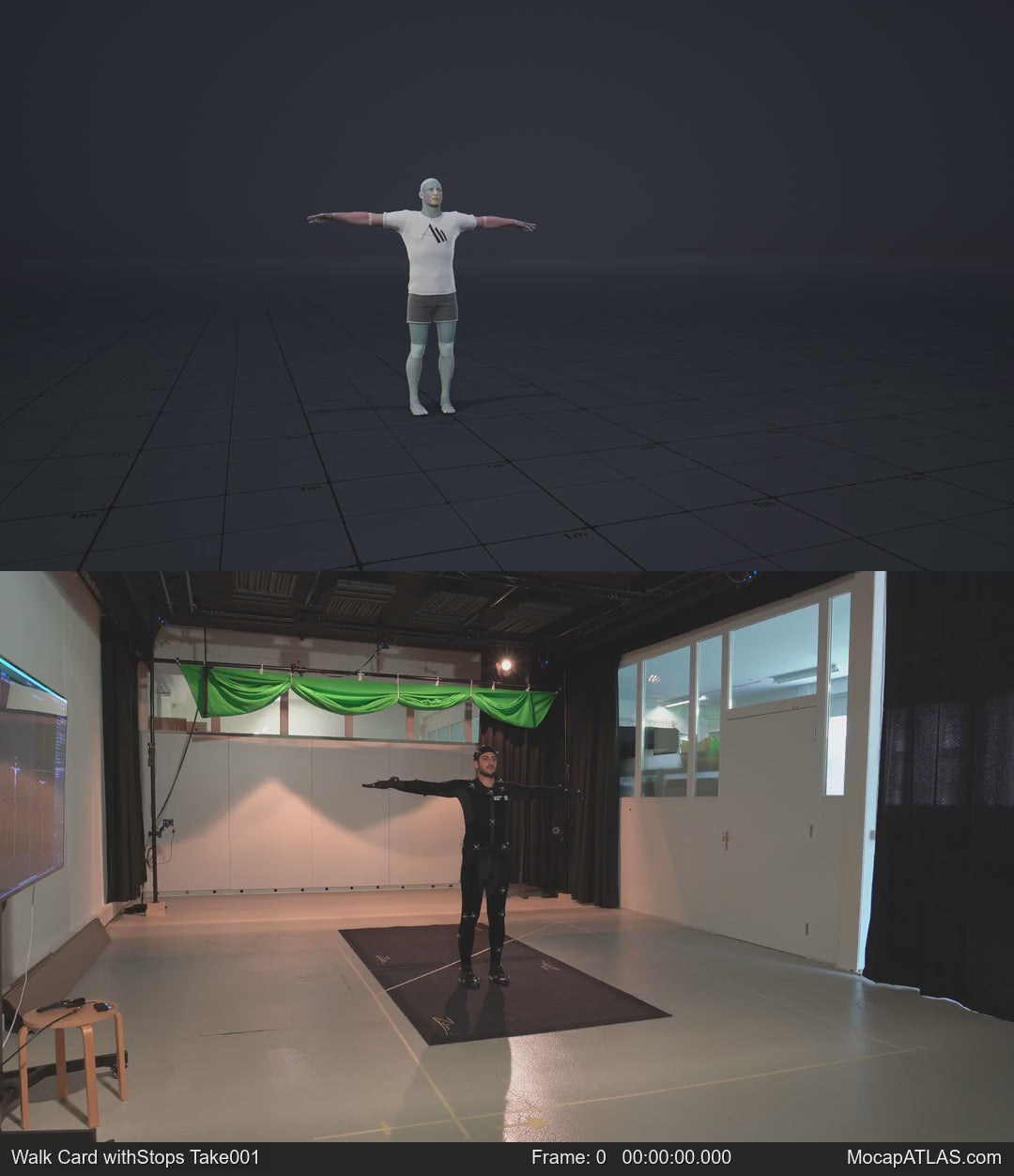 Walking in a motion matching dance card pattern with turns in all directions, 45 angles, left and right. With stops...