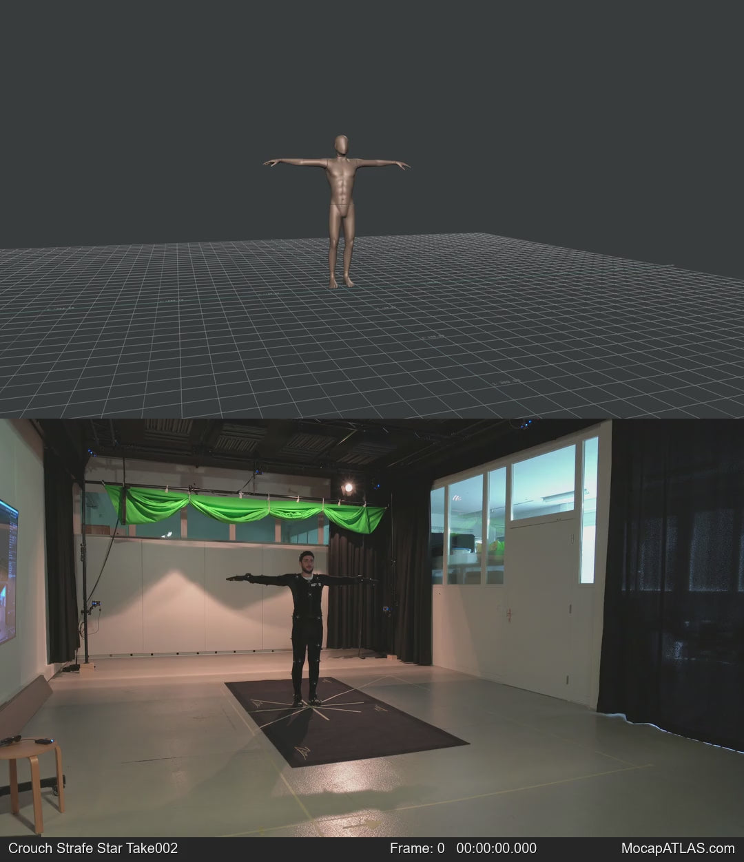 Crouch-walking while facing forward, stopping and then walking backwards in all directions in 45 degree increments....