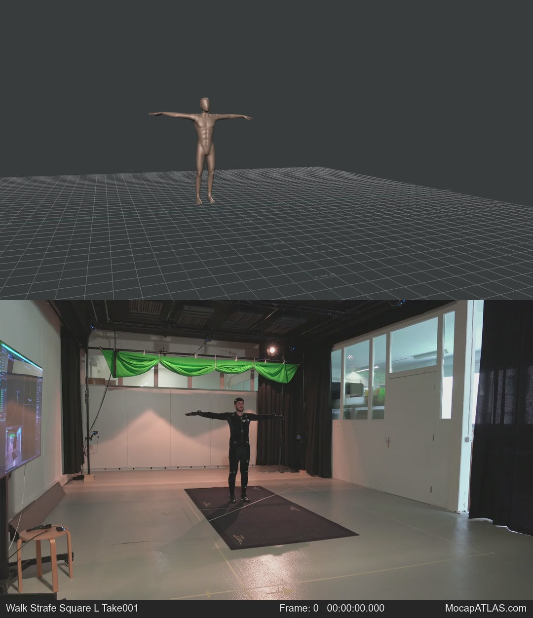 Walking while facing forward forward with 90 degree direction changes left and right. Strafing in a square pattern....