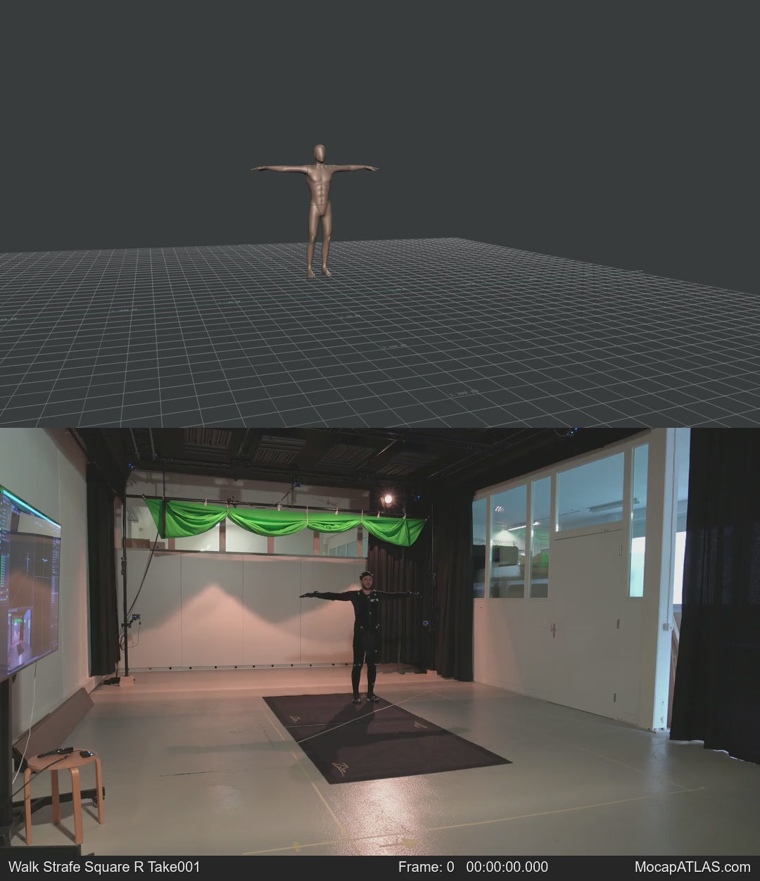 Walking while facing forward forward with 90 degree direction changes left and right. Strafing in a square pattern....