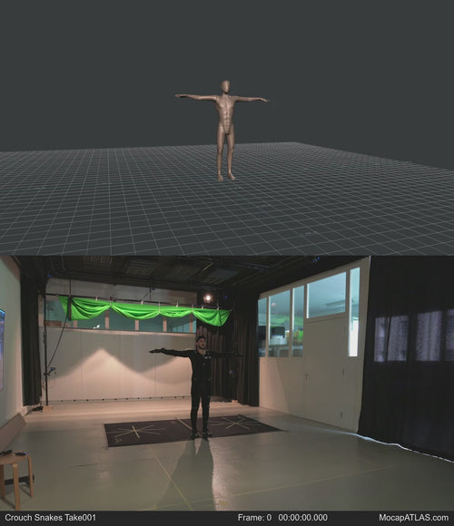 Crouch-walking in a snake-like pattern. Essentially covers 180 degree turns left and right while moving forward