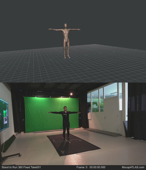 Transitioning from standing to running in all directions, with interruptions and turns