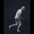 Impaired gait jogging. Jogging forward. Jogging forward and then coming to a stop - preview gif