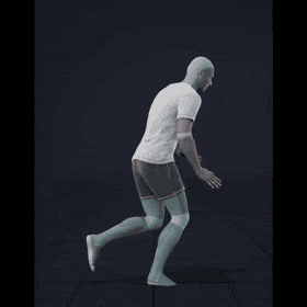 Impaired gait running. Running forward, multiple runs - preview gif
