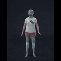This animation shows a female actor jumping into the air, lifting both feet simultaneously while raising her arms... - preview gif