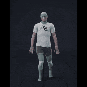 Impaired wobbly walking in a straight line. Unstable walking forward in a straight line, shaking legs and arm... - preview gif