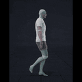 Walking in a motion matching dance card pattern with left sided turns in the following angles:  0, 180L, 135L, 90L,... - preview gif