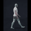 Walking in a motion matching dance card pattern with right  sided turns in the following angles:  0, 180R, 135R, 90R,... - preview gif