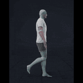 Walking in a motion matching dance card pattern with right  sided turns in the following angles:  0, 180L, 135L, 90L,... - preview gif